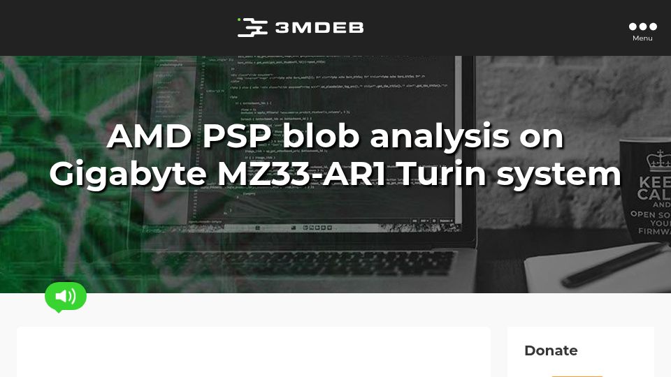 Screenshot of blog.3mdeb.com: AMD Turin PSP binaries analysis from open-source firmware perspective