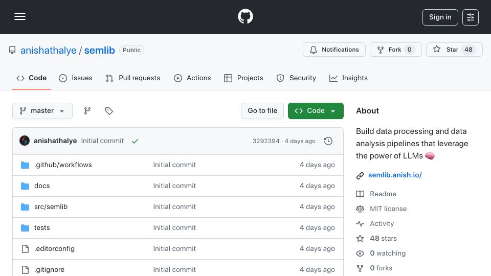 Screenshot of github.com: Show HN: Semlib – Semantic Data Processing
