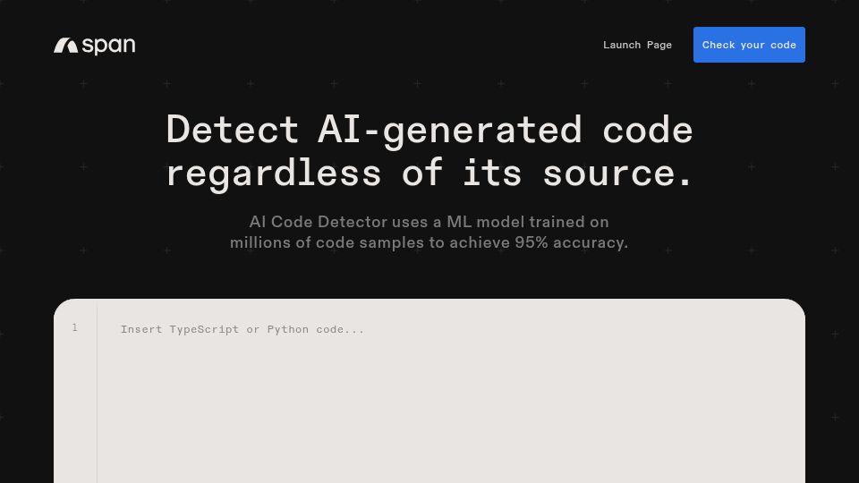 Screenshot of code-detector.ai: Show HN: AI Code Detector – detect AI-generated code with 95% accuracy