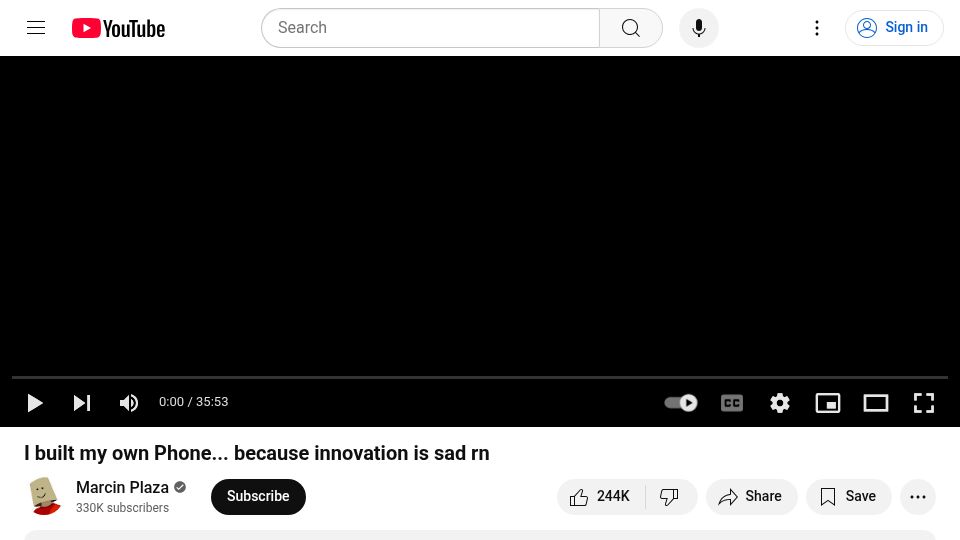 Screenshot of youtube.com: I built my own phone because innovation is sad rn [video]