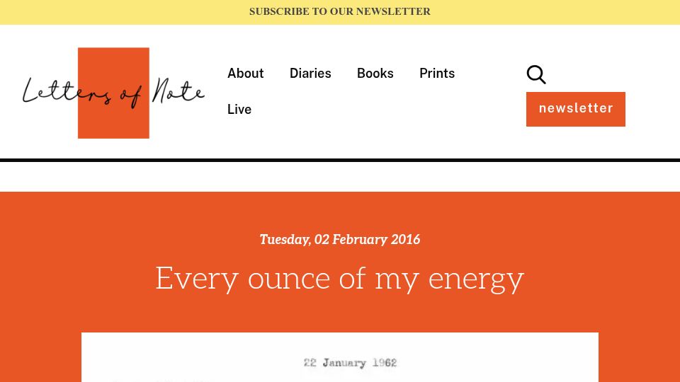 Screenshot of lettersofnote.com: Bertrand Russell to Oswald Mosley (1962)