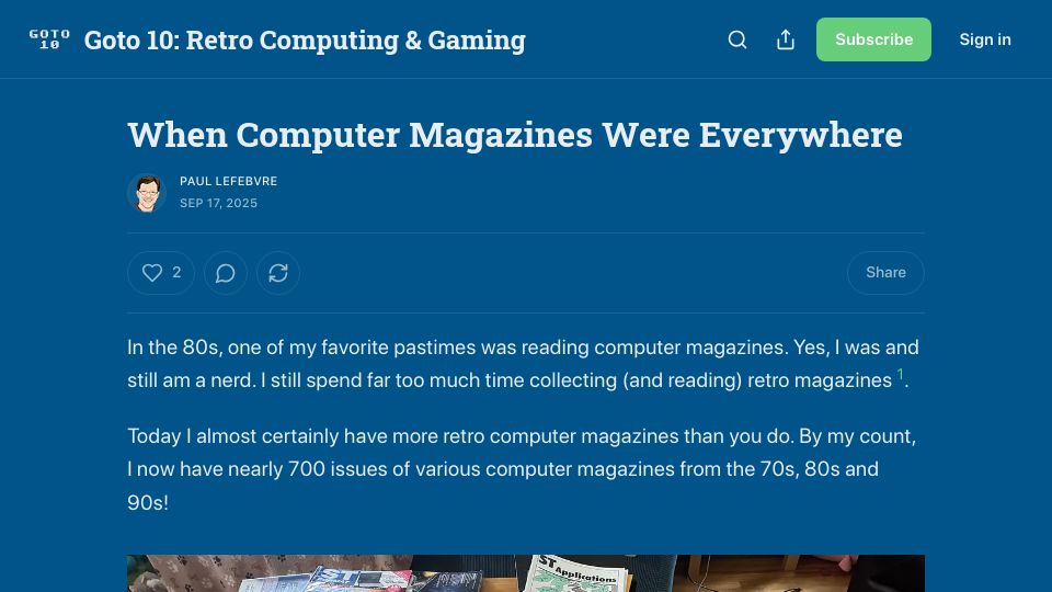 Screenshot of goto10retro.com: When Computer Magazines Were Everywhere