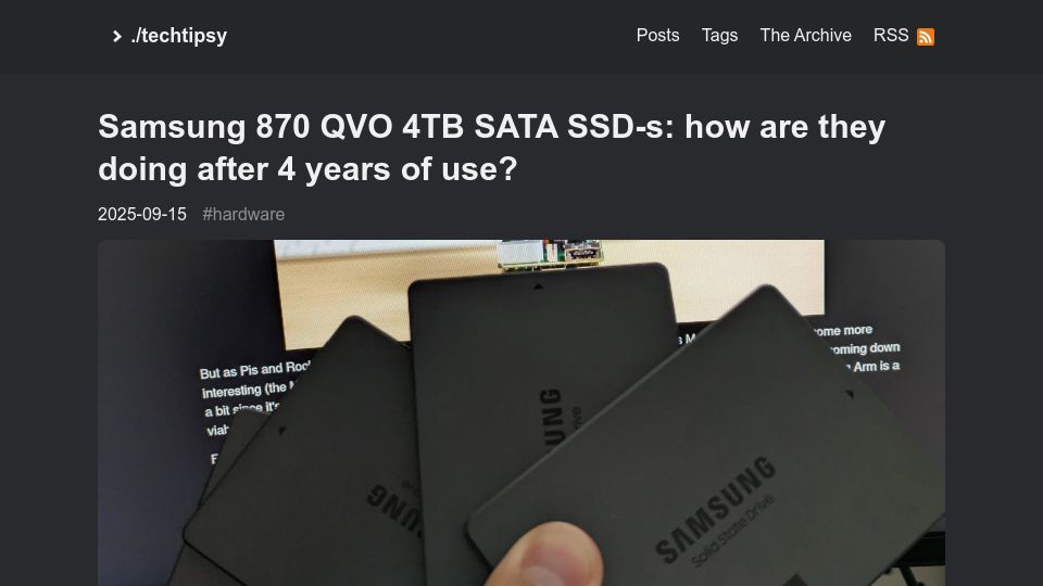 Screenshot of ounapuu.ee: Samsung 870 QVO 4TB SATA SSD-s: how are they doing after 4 years of use?