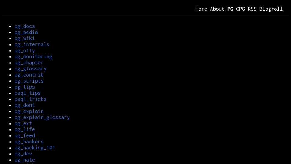 Screenshot of giulianopz.github.io: Pg_links