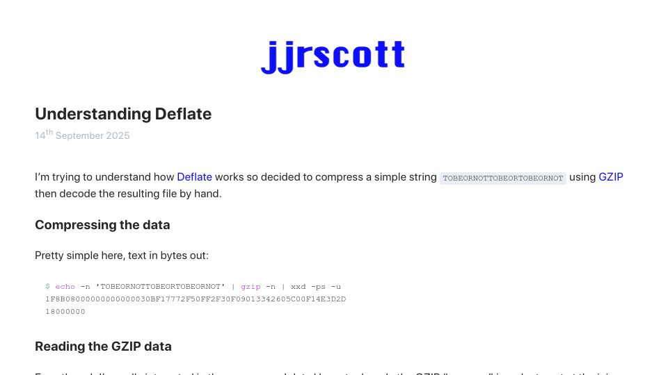 Screenshot of jjrscott.com: Understanding Deflate