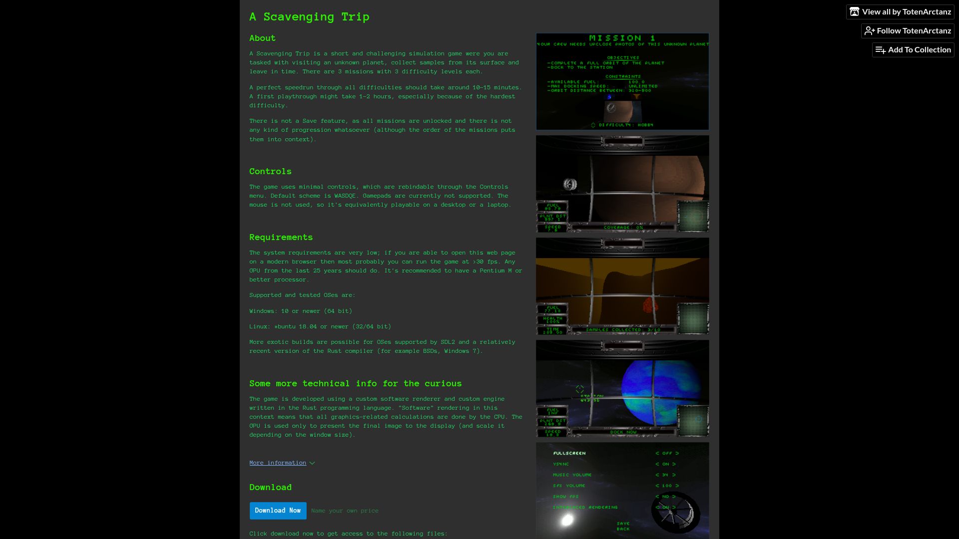Screenshot of totenarctanz.itch.io: Show HN: A PSX/DOS style 3D game written in Rust with a custom software renderer