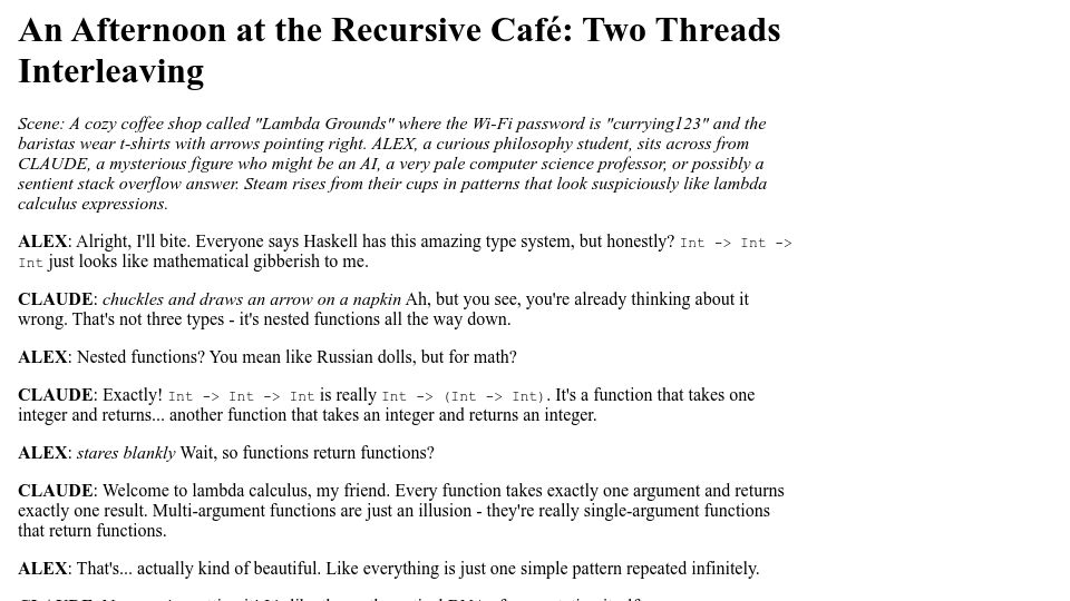 Screenshot of ipfs.io: An Afternoon at the Recursive Café: Two Threads Interleaving