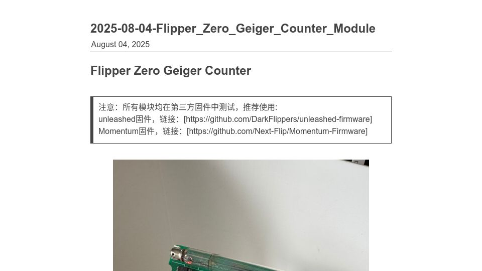 Screenshot of kasiin.top: Flipper Zero Geiger Counter