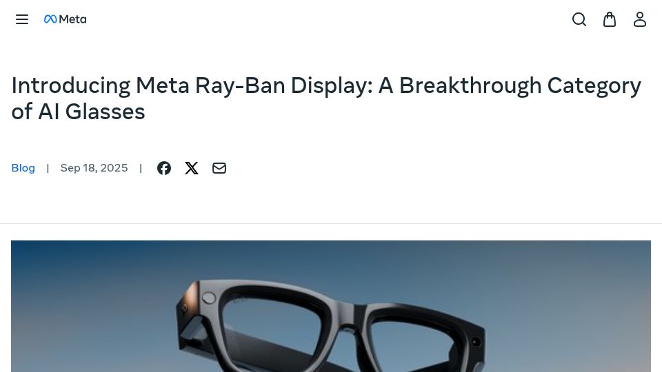 Screenshot of meta.com: Meta Ray-Ban Display