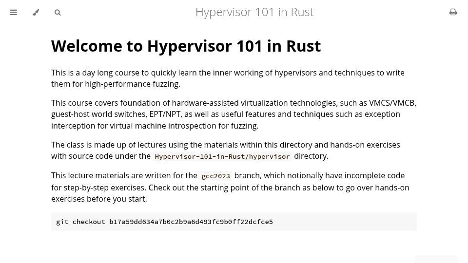 Screenshot of tandasat.github.io: Hypervisor 101 in Rust