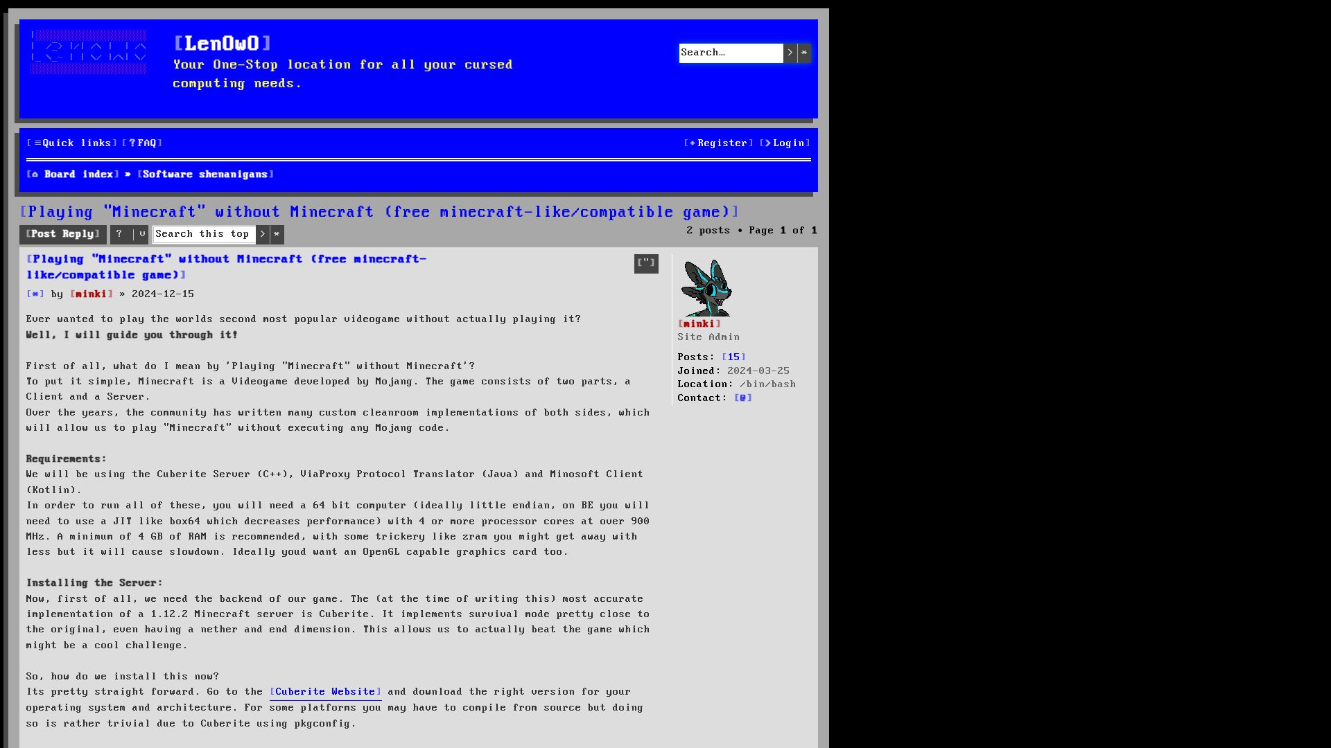 Screenshot of lenowo.org: Playing “Minecraft” without Minecraft (2024)