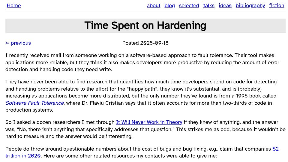 Screenshot of third-bit.com: Time Spent on Hardening