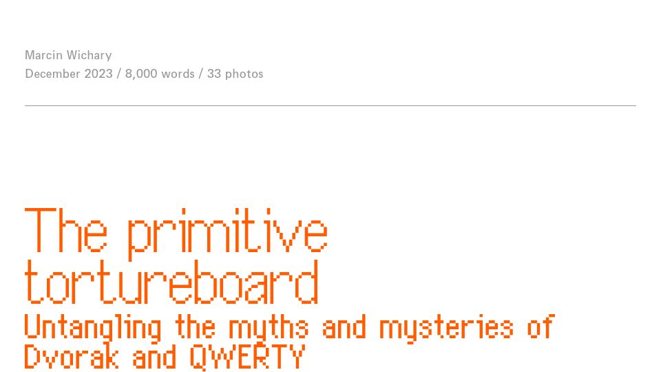 Screenshot of aresluna.org: Untangling the myths and mysteries of Dvorak and QWERTY (2023)