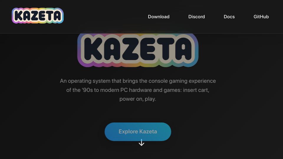 Screenshot of kazeta.org: Kazeta: An operating system that brings the console gaming experience of 90s
