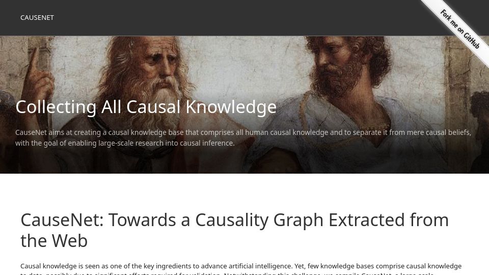 Screenshot of causenet.org: Collecting All Causal Knowledge