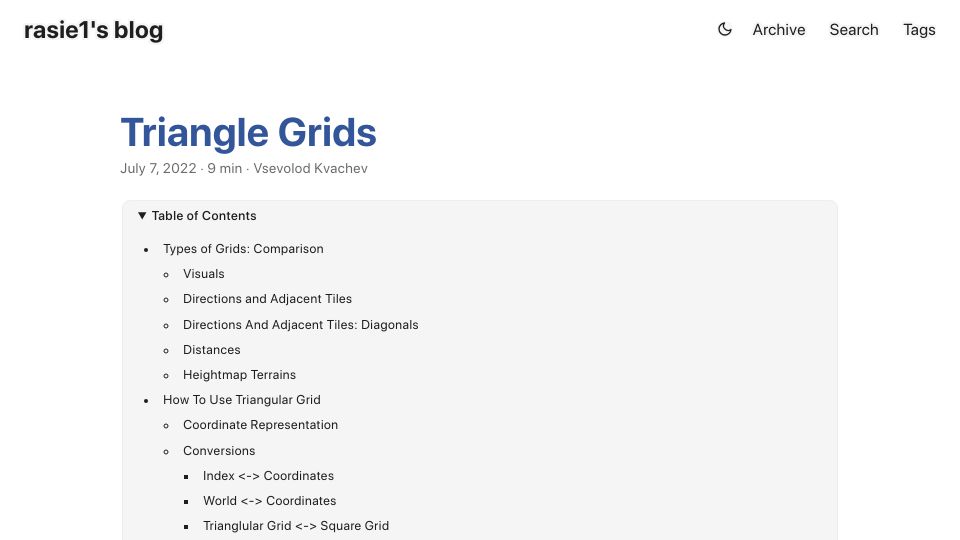 Screenshot of kvachev.com: Triangle Grids (2022)