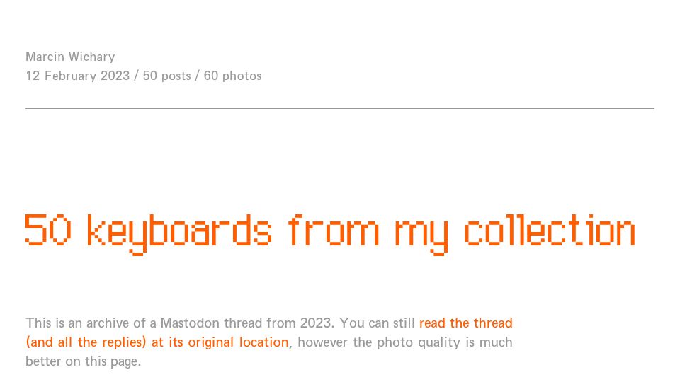 Screenshot of aresluna.org: Keyboards from my collection (2023)
