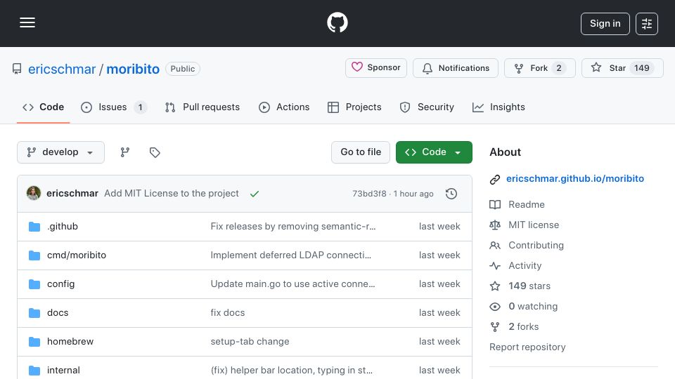 Screenshot of github.com: Show HN: Moribito – A TUI for LDAP Viewing/Queries