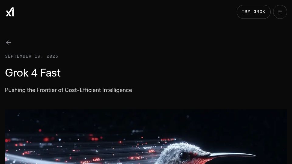 Screenshot of x.ai: Grok 4 Fast