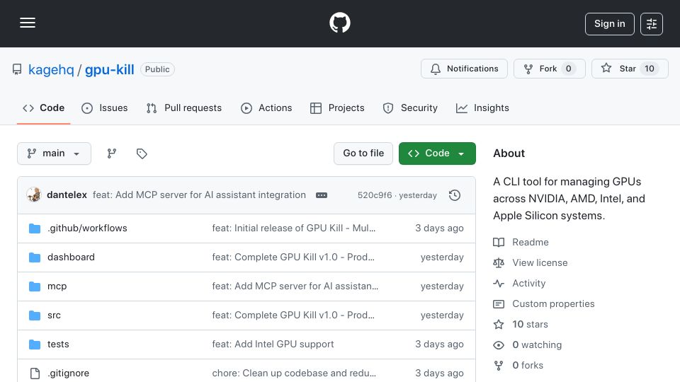 Screenshot of github.com: Show HN: Freeing GPUs stuck by runaway jobs