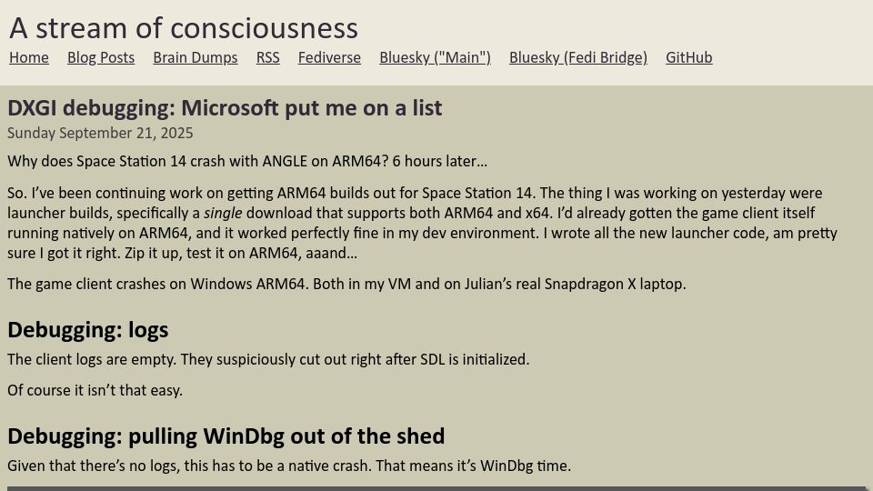 Screenshot of slugcat.systems: DXGI debugging: Microsoft put me on a list