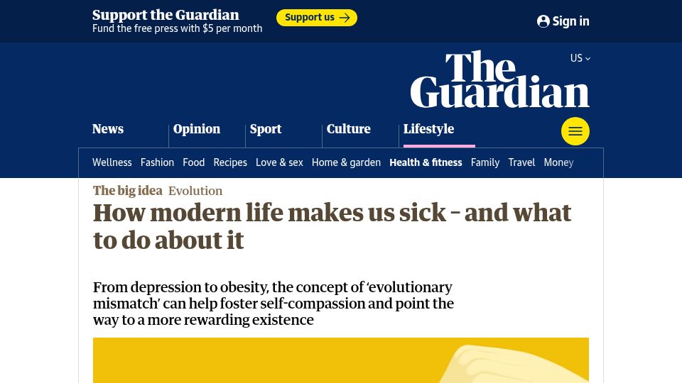 Screenshot of theguardian.com: Modern life makes us sick