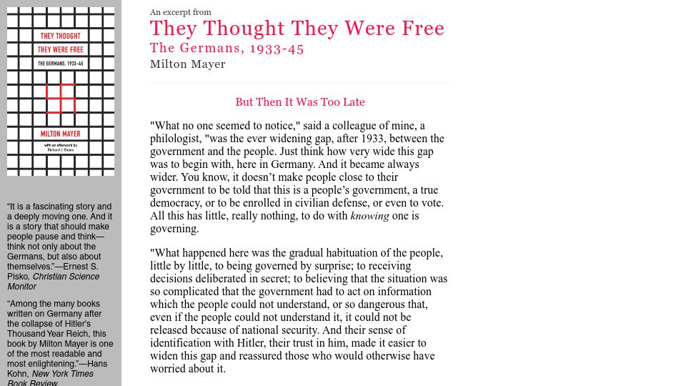 Screenshot of press.uchicago.edu: They Thought They Were Free (1955)