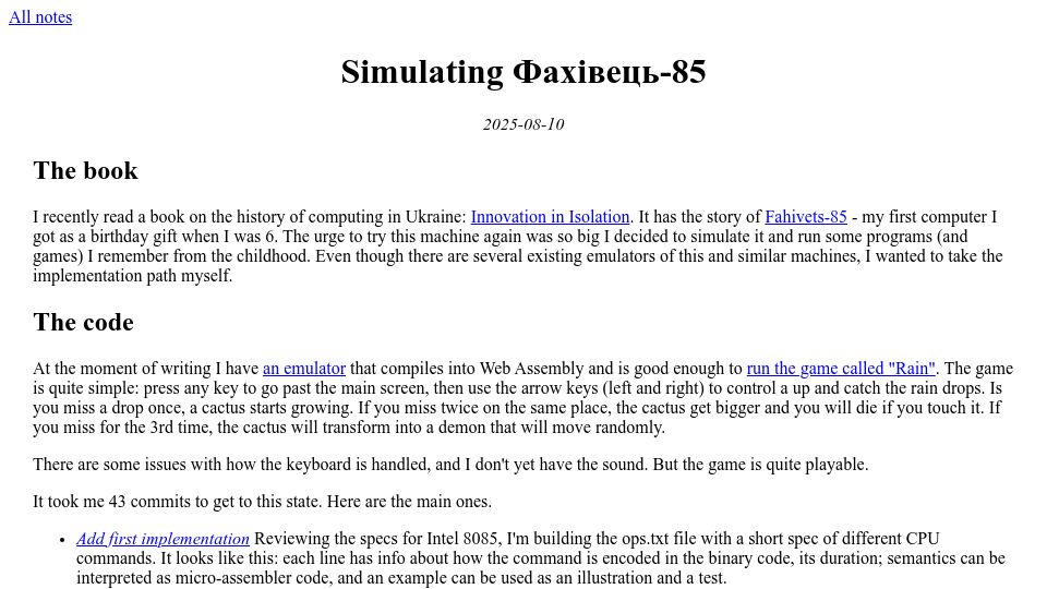 Screenshot of rmazur.io: Simulating a Machine from the 80s