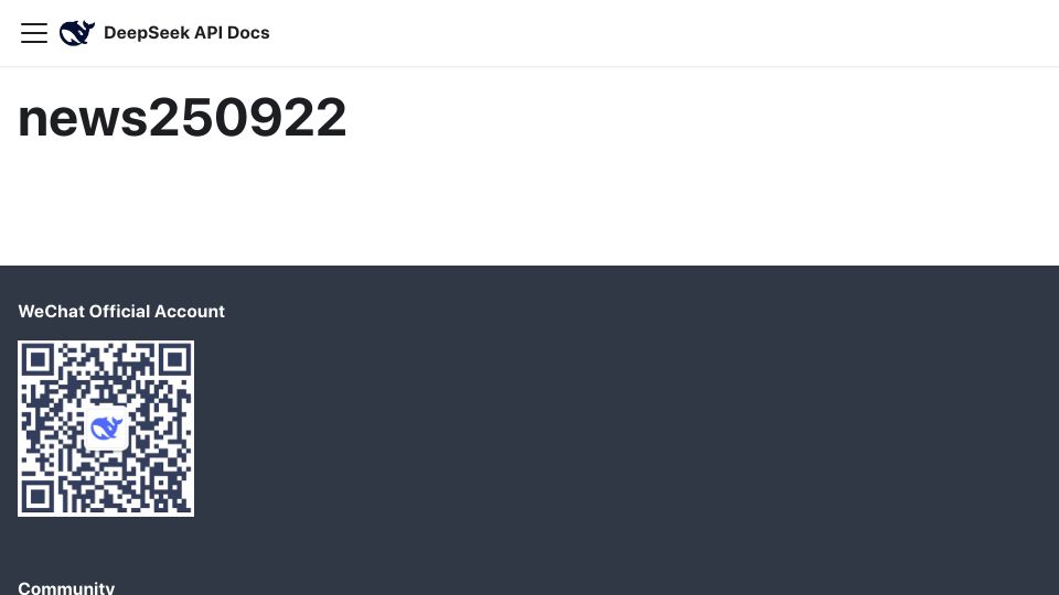 Screenshot of api-docs.deepseek.com: DeepSeek-v3.1-Terminus