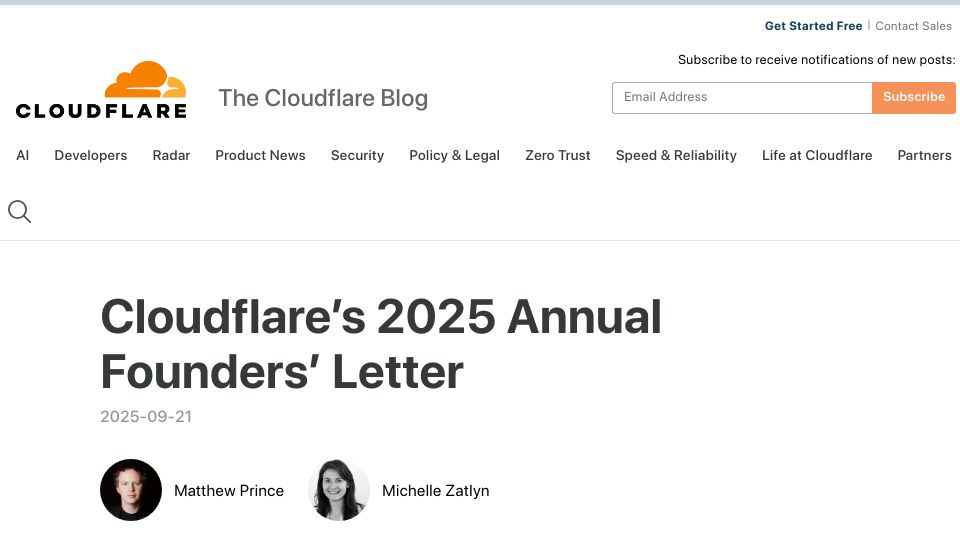 Screenshot of blog.cloudflare.com: A New Internet Business Model?