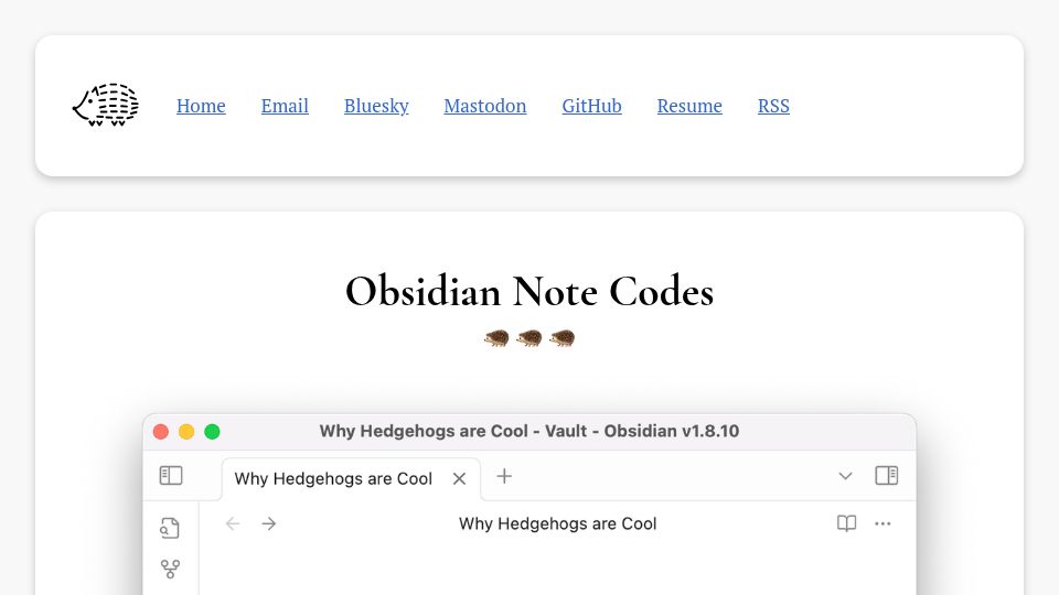 Screenshot of ezhik.jp: Obsidian Note Codes