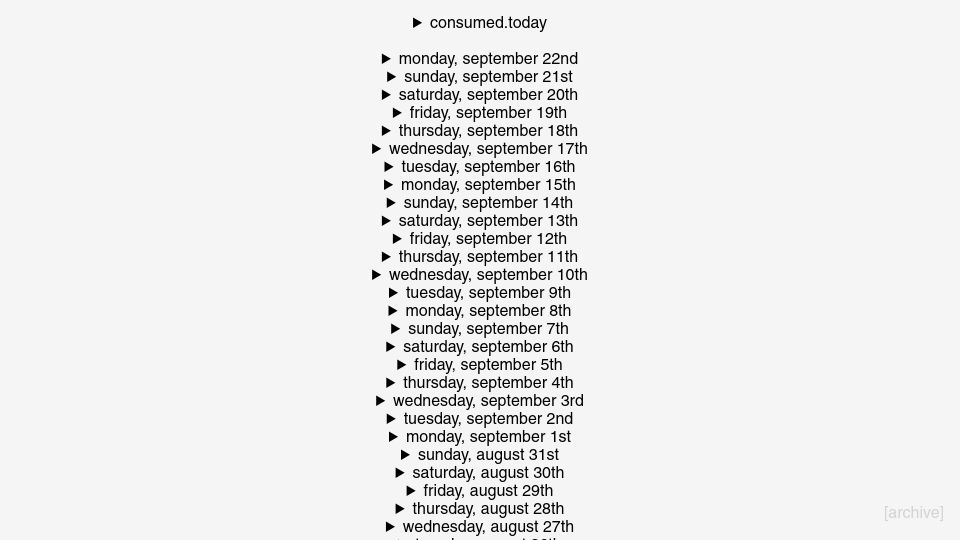Screenshot of consumed.today: consumed.today