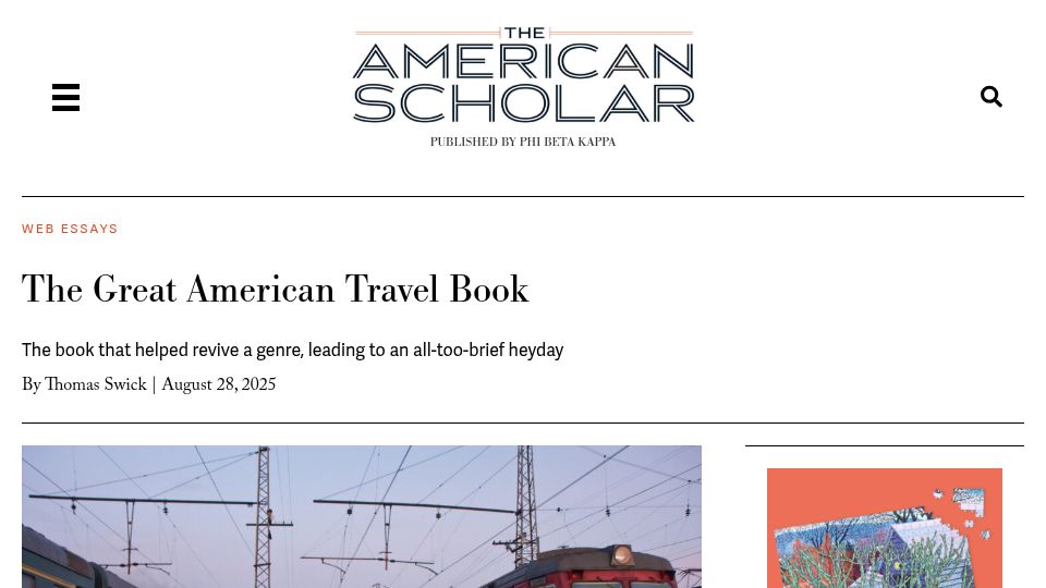 Screenshot of theamericanscholar.org: The Great American Travel Book: The book that helped revive a genre