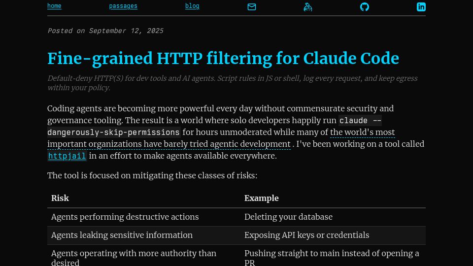 Screenshot of ammar.io: Fine-grained HTTP filtering for Claude Code