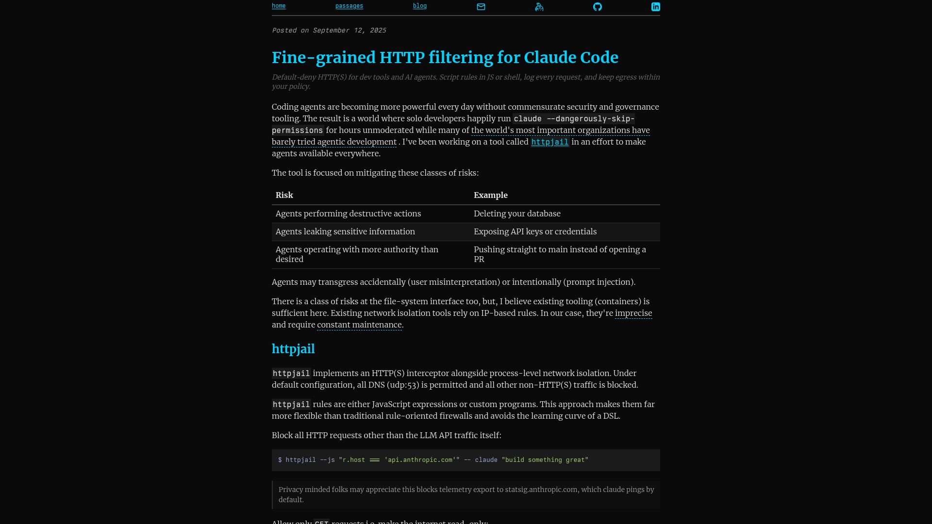 Screenshot of ammar.io: Fine-grained HTTP filtering for Claude Code