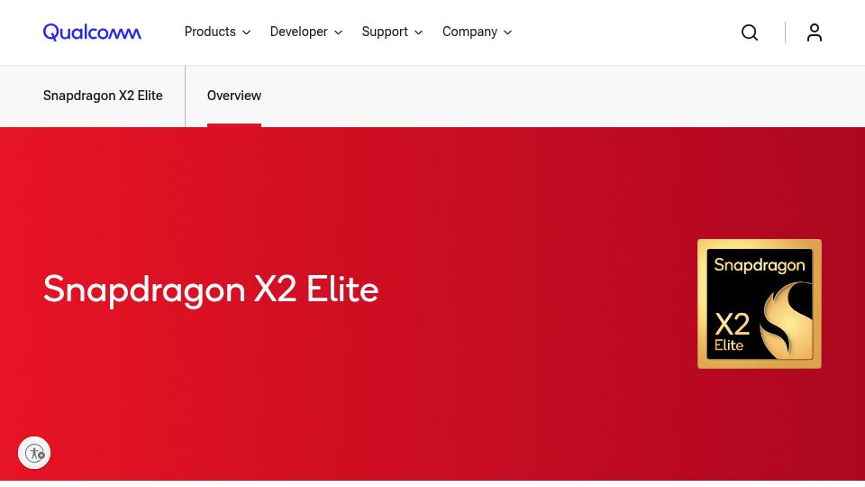 Screenshot of qualcomm.com: Snapdragon X2 Elite ARM Laptop CPU