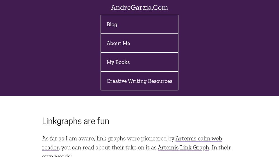 Screenshot of andregarzia.com: Linkgraphs are fun
