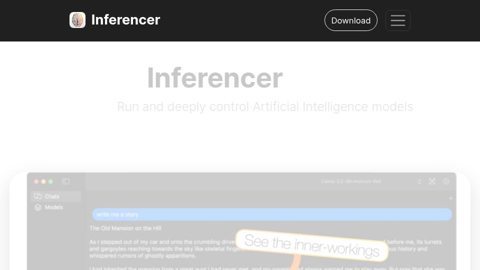 Screenshot of inferencer.com: Show HN: Inferencer – Run and deeply control local AI models (macOS release)