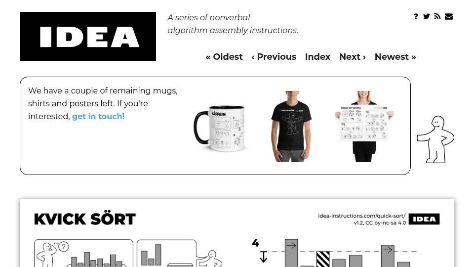 Screenshot of idea-instructions.com: Quicksort explained IKEA-style