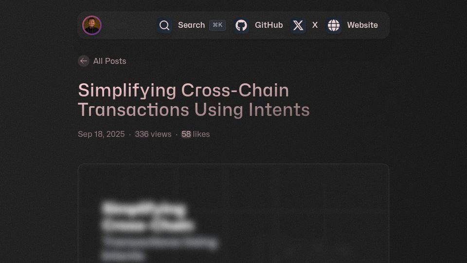 Screenshot of blog.shodipoayomide.com: Simplifying Cross-Chain Transactions Using Intents