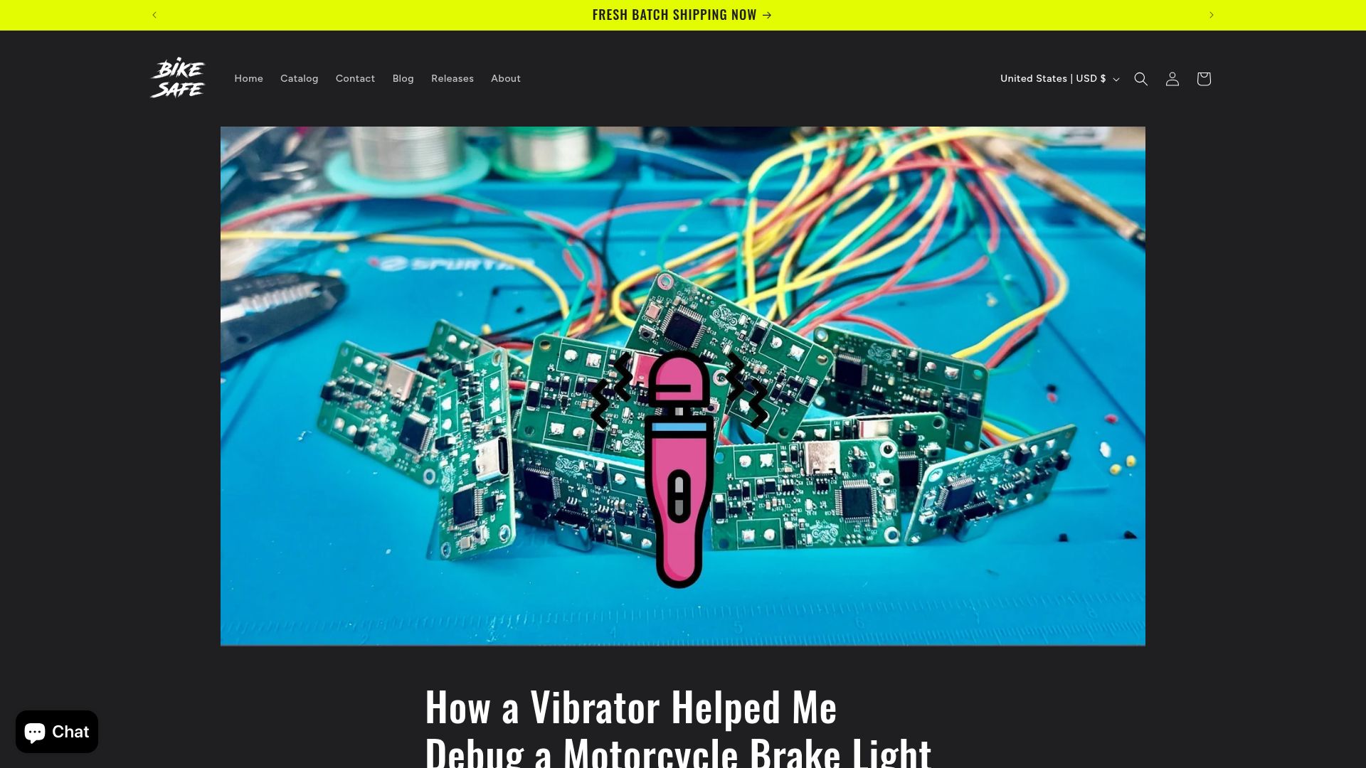 Screenshot of bikesafe.me: A vibrator helped me debug a motorcycle brake light system