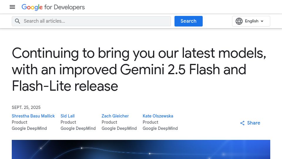 Screenshot of developers.googleblog.com: Improved Gemini 2.5 Flash and Flash-Lite