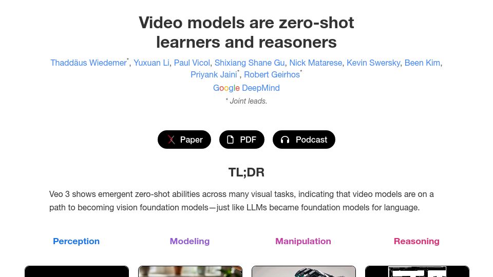 Screenshot of video-zero-shot.github.io: Video models are zero-shot learners and reasoners