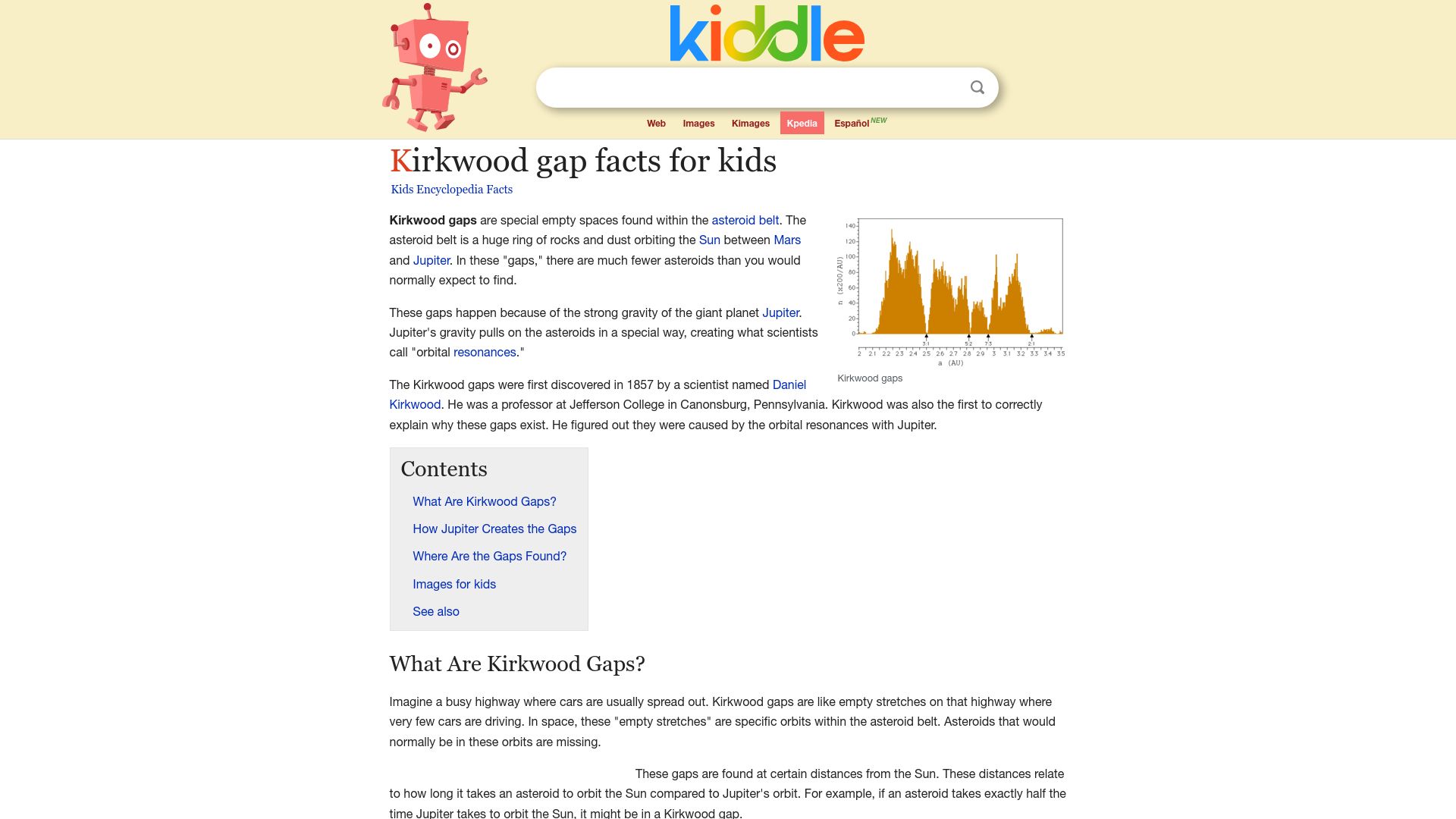 Screenshot of kids.kiddle.co: Kirkwood Gap Facts for Kids