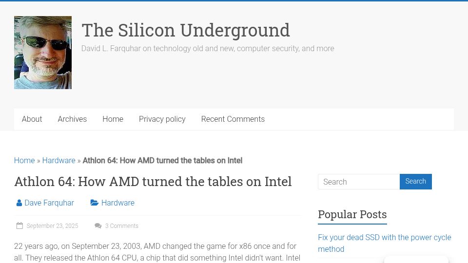 Screenshot of dfarq.homeip.net: Athlon 64: How AMD turned the tables on Intel