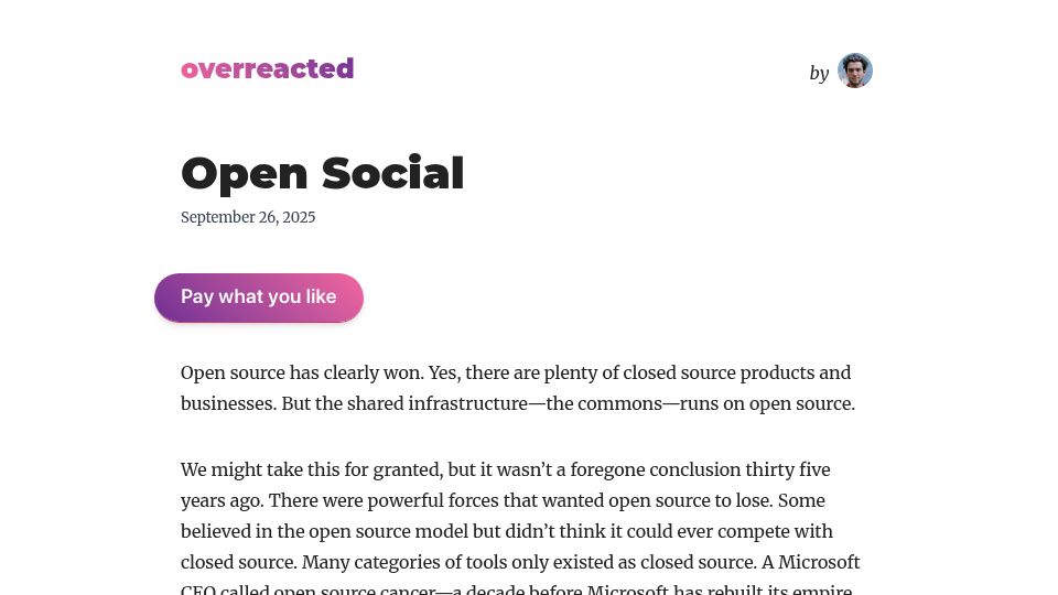 Screenshot of overreacted.io: Open Social