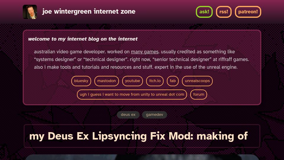 Screenshot of joewintergreen.com: My Deus Ex lipsyncing fix mod