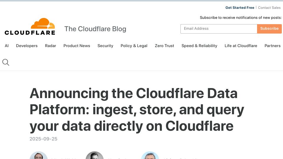 Screenshot of blog.cloudflare.com: Cloudflare Data Platform