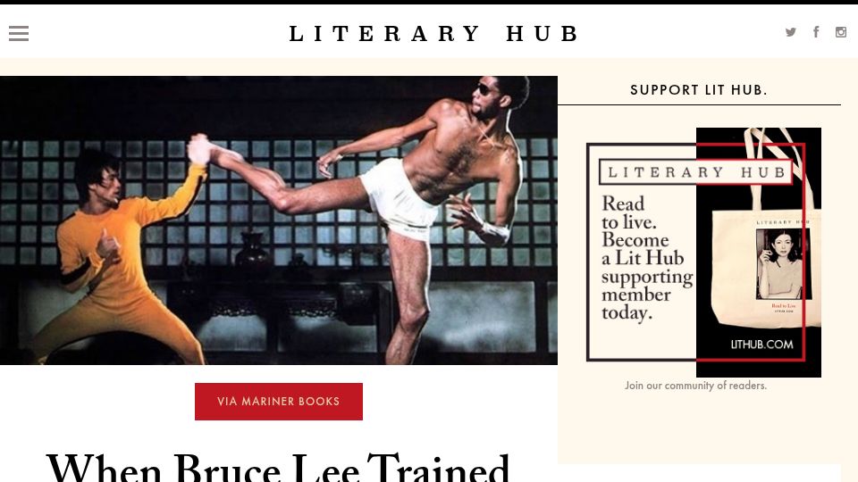 Screenshot of lithub.com: When Bruce Lee trained with Kareem Abdul-Jabbar