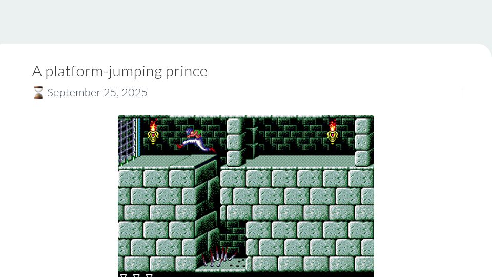 Screenshot of jordanmechner.com: A platform-jumping prince – History of Prince of Persia's 1990s Ports